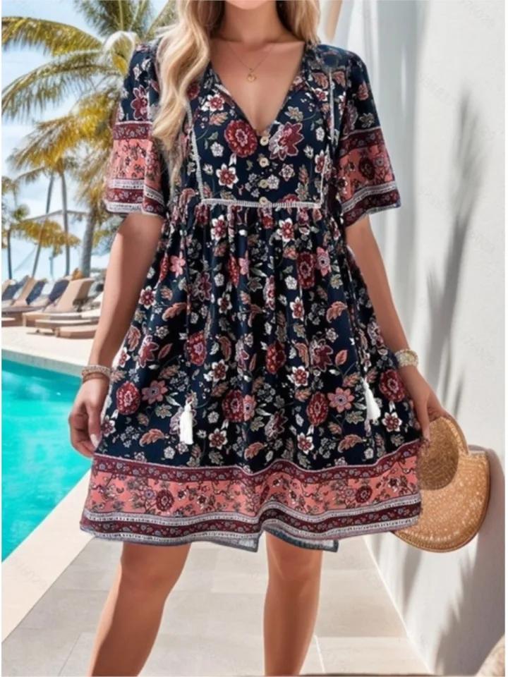   ĳ־ ް  Ʈ 巹 V  ª Ҹ  a  巹 2024 Beach Sundress 